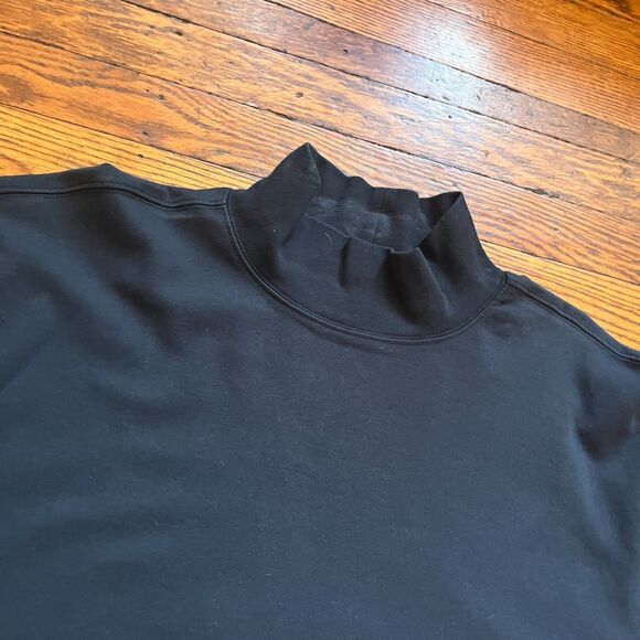 L.L.Bean Men's XL Reg Carefree Unshrinkable Black Mock Neck Long Sleeve T-Shirt - Picture 2 of 8